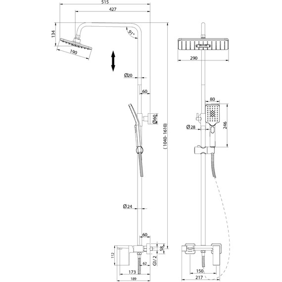Душевая стойка Grossman Style 500.K35.05.210, чёрный, Цвет производителя: чёрный - фото 9