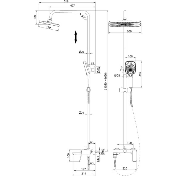 Душевая стойка Grossman Advans 500.K35.09.210, чёрный, Цвет производителя: чёрный - фото 9