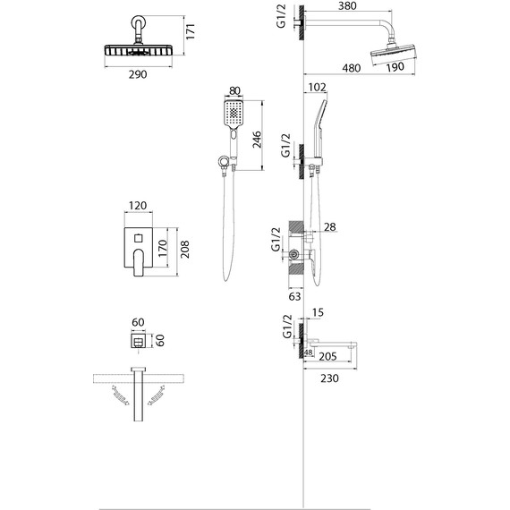 Душевая система для ванны Grossman Classic 501.K35.04.100, Цвет производителя: хром - фото 9