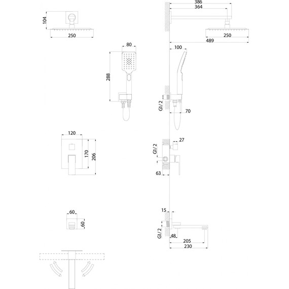 Душевая система для ванны Grossman Style 501.K35.05.420, графит, Цвет производителя: графит - фото 9