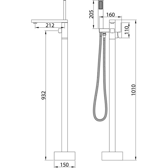 Смеситель для ванны напольный Grossman Falcon 530.K35.08.420, графит, Цвет производителя: графит - фото 6