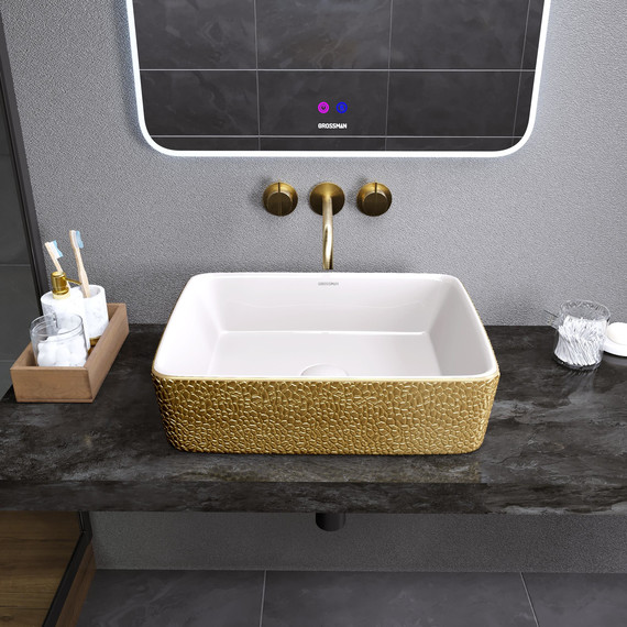 Раковина-чаша Grossman Color 48 см GR-3016GWL, золото/белый - фото, картинка 3 Раковина-чаша Grossman Color 48 см GR-3016GWL, золото/белый - фото 3