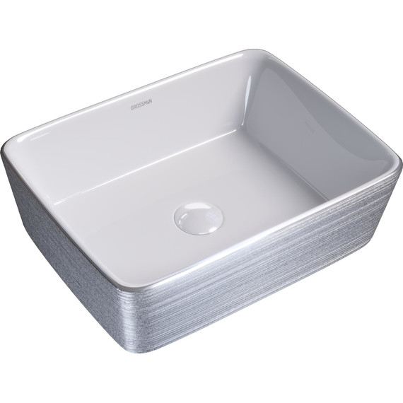 Раковина-чаша Grossman Color 48 см GR-3016SW, серебро/белый - фото, картинка 2 Раковина-чаша Grossman Color 48 см GR-3016SW, серебро/белый - фото 2