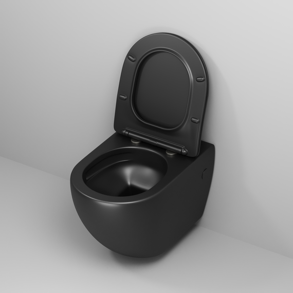 Унитаз подвесной безободковый Grossman GR-4411BMSQ с крышкой микролифт, чёрный матовый (Система смыва торнадо), Цвет производителя: чёрный матовый - фото 5