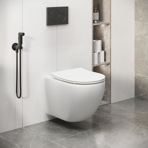 Унитаз подвесной безободковый Grossman GR-4411MSQ с крышкой микролифт, белый матовый (Система смыва торнадо), Цвет производителя: белый матовый - фото 10