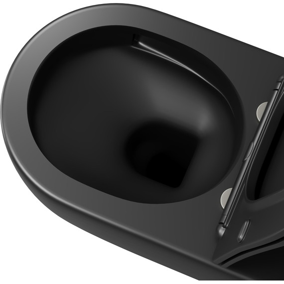 Унитаз подвесной безободковый Grossman GR-4457BMSQ с крышкой микролифт, чёрный матовый (Система смыва торнадо), Цвет производителя: чёрный матовый - фото 5