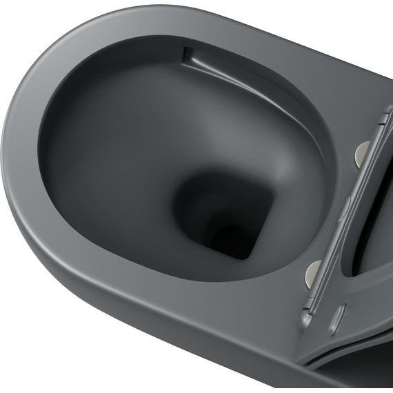 Унитаз подвесной безободковый Grossman GR-4457GMSQ с крышкой микролифт, серый матовый (Система смыва торнадо), Цвет производителя: серый матовый - фото 5