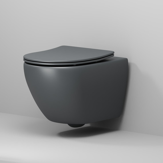 Унитаз подвесной безободковый Grossman GR-4457GMSQ с крышкой микролифт, серый матовый (Система смыва торнадо), Цвет производителя: серый матовый - фото 6