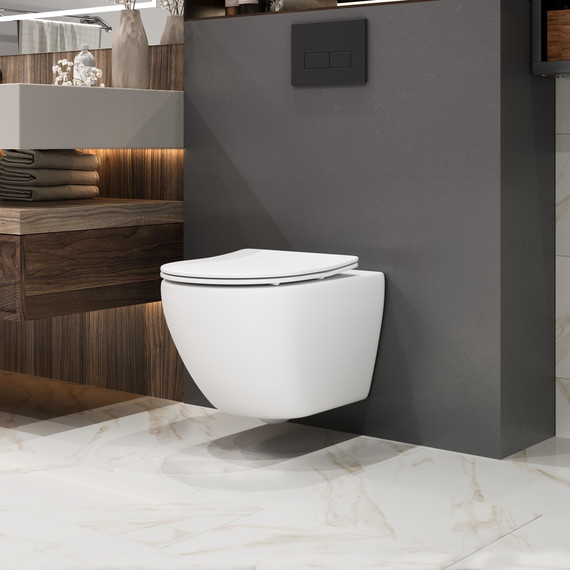 Унитаз подвесной безободковый Grossman GR-4457MSQ с крышкой микролифт, белый матовый (Система смыва торнадо), Цвет производителя: белый матовый - фото 10