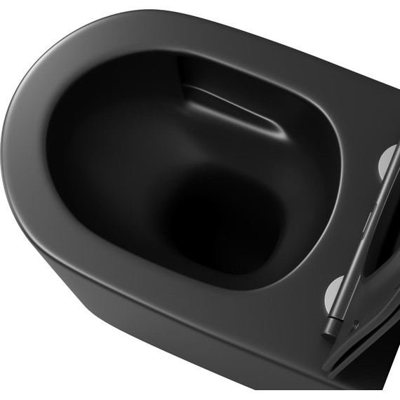 Унитаз подвесной безободковый Grossman GR-4499BMSQ с крышкой микролифт, чёрный матовый (Система смыва торнадо), Цвет производителя: чёрный матовый - фото 5
