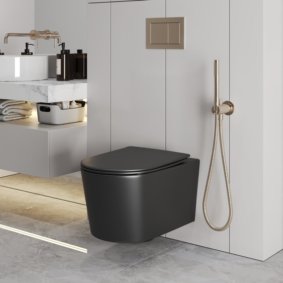 Унитаз подвесной безободковый Grossman GR-4499BMSQ с крышкой микролифт, чёрный матовый (Система смыва торнадо), Цвет производителя: чёрный матовый - фото 10