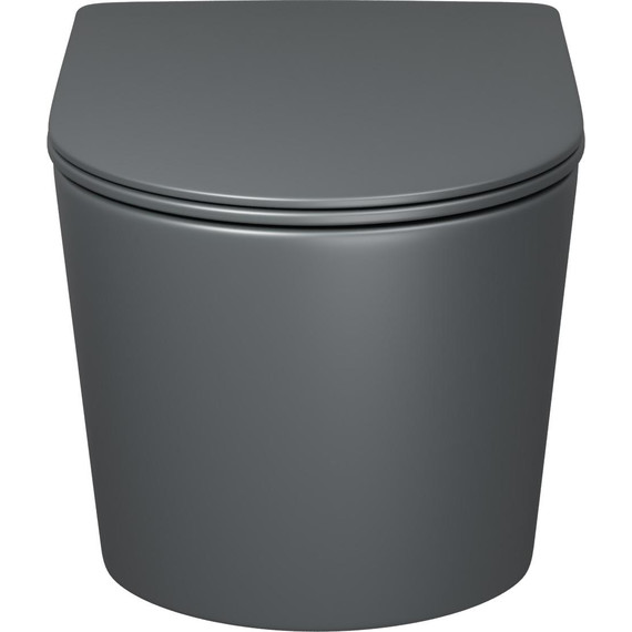 Унитаз подвесной безободковый Grossman GR-4499GMSQ с крышкой микролифт, серый матовый (Система смыва торнадо), Цвет производителя: серый матовый - фото 3