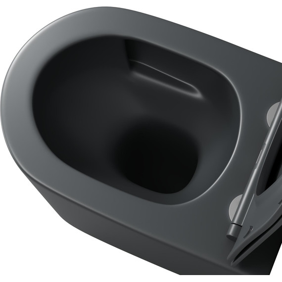 Унитаз подвесной безободковый Grossman GR-4499GMSQ с крышкой микролифт, серый матовый (Система смыва торнадо), Цвет производителя: серый матовый - фото 5