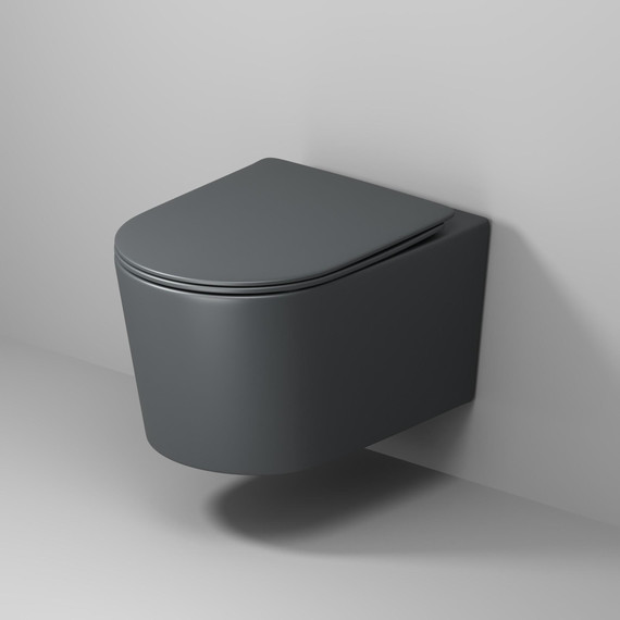 Унитаз подвесной безободковый Grossman GR-4499GMSQ с крышкой микролифт, серый матовый (Система смыва торнадо), Цвет производителя: серый матовый - фото 6