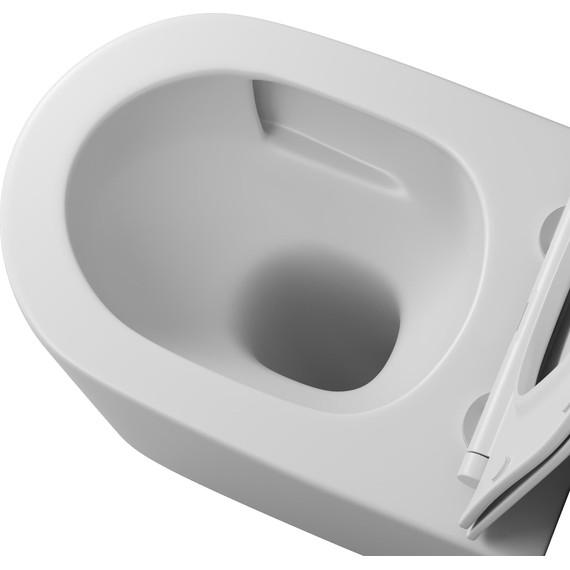 Унитаз подвесной безободковый Grossman GR-4499MSQ с крышкой микролифт, белый матовый (Система смыва торнадо), Цвет производителя: белый матовый - фото 5