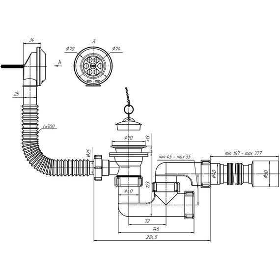 Сифон для ванны Ани Пласт E255 - фото, картинка 3 Сифон для ванны Ани Пласт E255 - фото 3