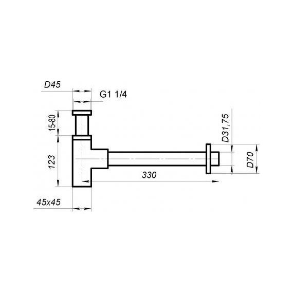 Сифон для умывальника BelBagno BB-SMQ2-GM, оружейная сталь - фото 2