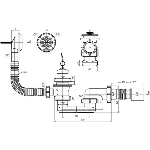 Сифон для ванны Ани Пласт E055 - фото, картинка 3 Сифон для ванны Ани Пласт E055 - фото 3