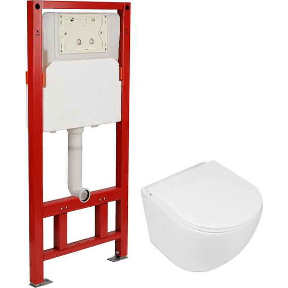 Инсталляция с подвесным безободковым унитазом AN Sky сиденье микролифт, крепление (система смыва Торнадо) - фото 2