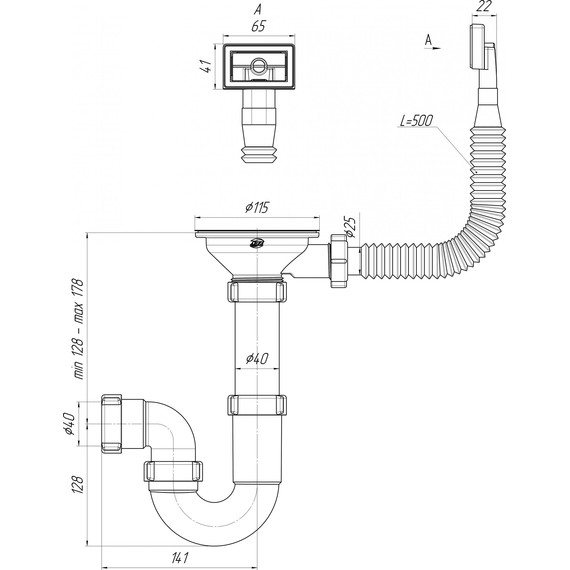 Сифон для мойки Ани Пласт D0145S - фото, картинка 3 Сифон для мойки Ани Пласт D0145S - фото 3