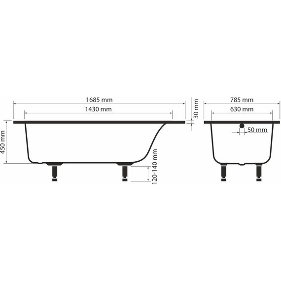 Ванна каменная Sole Gamma ТМ 170x80 см - фото 7