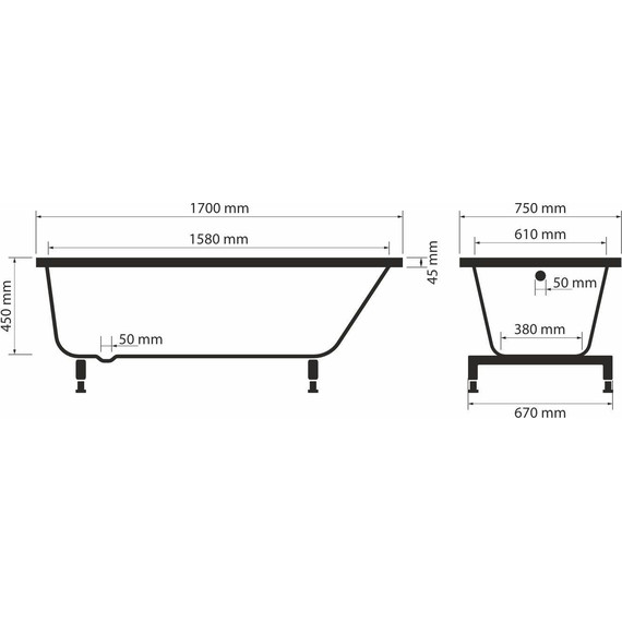 Ванна каменная Sole Epsilon ТМ 170x75 см - фото 7