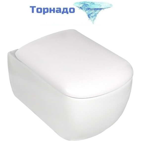 Унитаз подвесной безободковый AN Solana с крышкой микролифт (система смыва Торнадо) - фото 