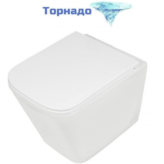 Унитаз подвесной безободковый AN Bitt с крышкой микролифт (система смыва Торнадо) - фото 