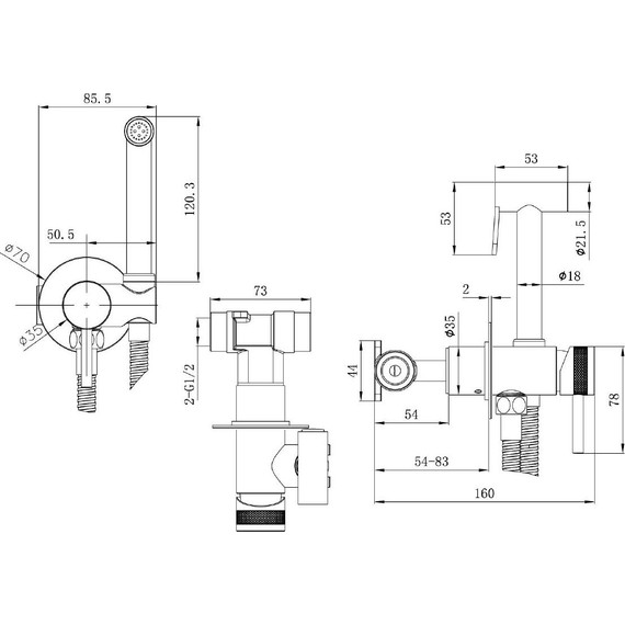 Набор для гигиенического душа Allen Brau Priority 5.31A29-GB (со скрытой частью) золото - фото 3