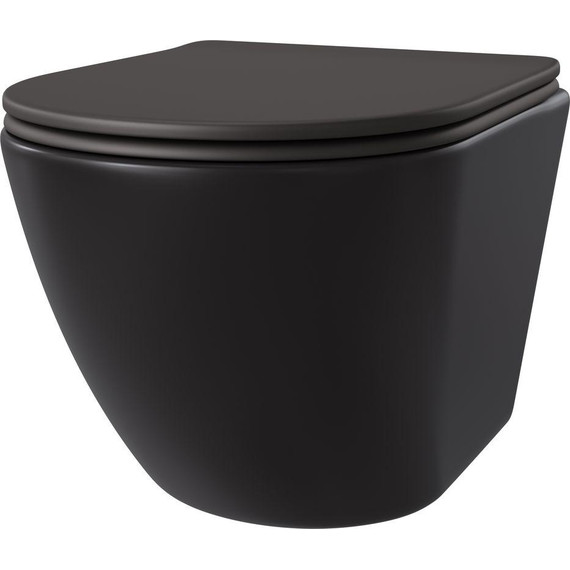 Унитаз подвесной безободковый Taliente Amato AM25010 Nero с крышкой микролифт, чёрный матовый - фото, картинка 2 Унитаз подвесной безободковый Taliente Amato AM25010 Nero с крышкой микролифт, чёрный матовый - фото 2