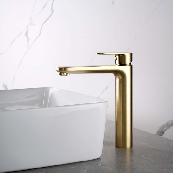 Смеситель для раковины высокий Aquatek Ника AQ1804BG, золото - фото 4