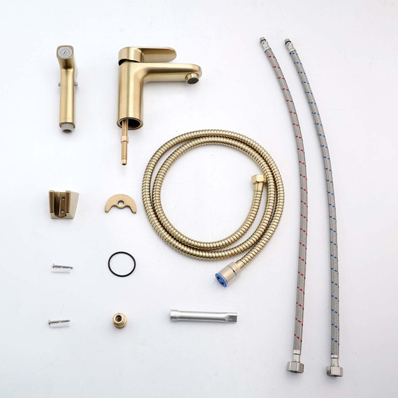 Смеситель для раковины с лейкой для биде Aquatek Ника AQ1812BG, золото - фото 3