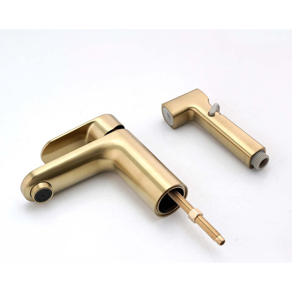 Смеситель для раковины с лейкой для биде Aquatek Ника AQ1812BG, золото - фото 4