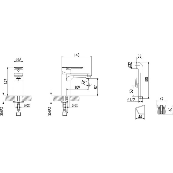 Смеситель для раковины с лейкой для биде Aquatek Ника AQ1812MB, чёрный матовый - фото 8
