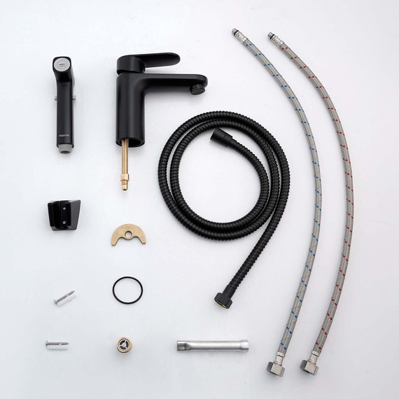 Смеситель для раковины с лейкой для биде Aquatek Ника AQ1812MB, чёрный матовый - фото 3