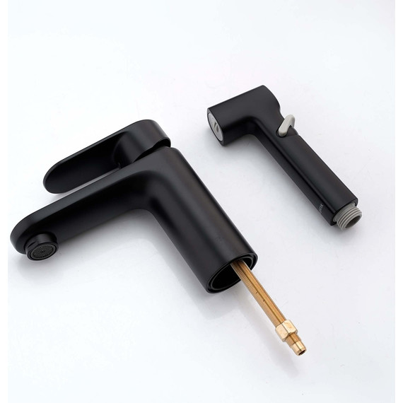 Смеситель для раковины с лейкой для биде Aquatek Ника AQ1812MB, чёрный матовый - фото 4