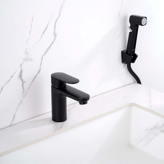 Смеситель для раковины с лейкой для биде Aquatek Ника AQ1812MB, чёрный матовый - фото 5