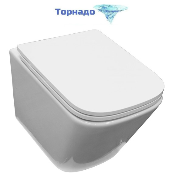 Унитаз подвесной безободковый Azario Armonia AZ-2403 с крышкой микролифт (Система смыва торнадо) - фото 