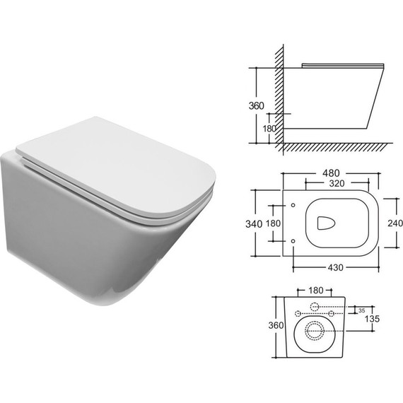 Унитаз подвесной безободковый Azario Armonia AZ-2403 с крышкой микролифт (Система смыва торнадо) - фото 14