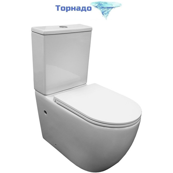 Унитаз-компакт безободковый Azario Verona AZ-8301 с крышкой микролифт (система смыва Торнадо) - фото 