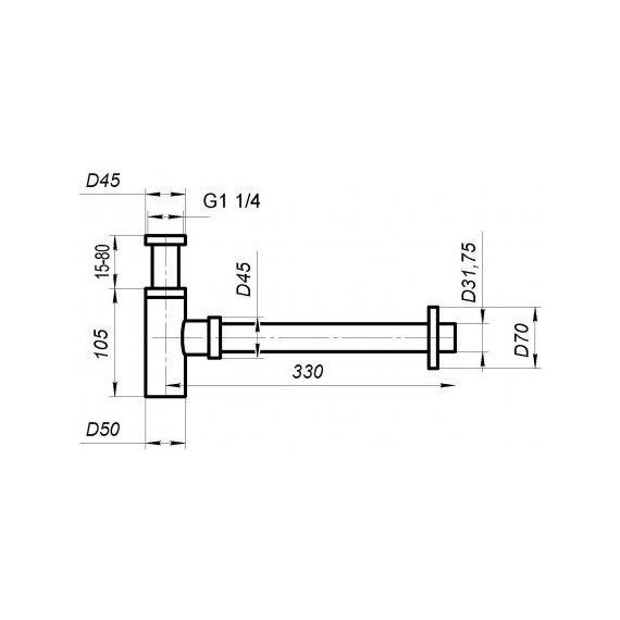 Сифон для умывальника BelBagno BB-SMT2-GM, оружейная сталь - фото 2