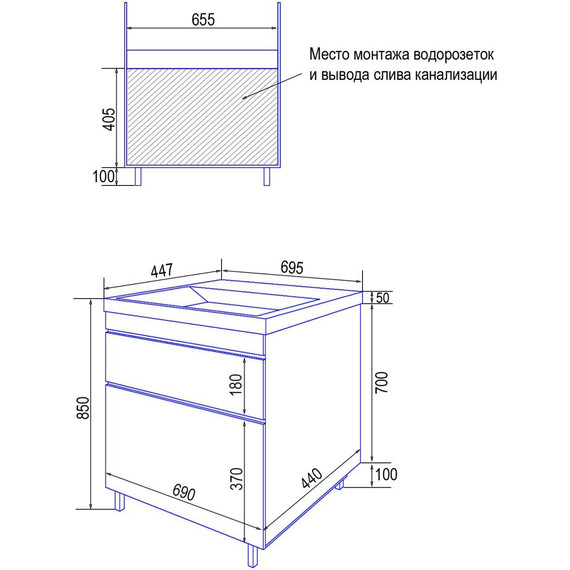 Тумба напольная с раковиной Azario Эстима 70/2Н 70 см CS00094594 - фото 7