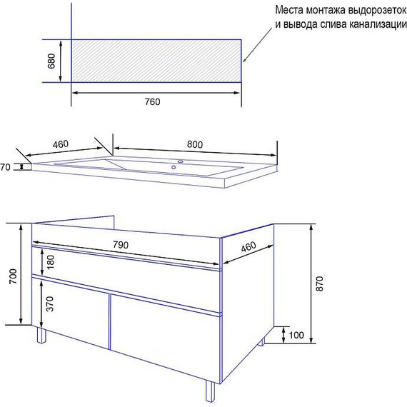 Тумба напольная с раковиной Azario Эстима 80/1Н 80 см CS00094636 - фото 8