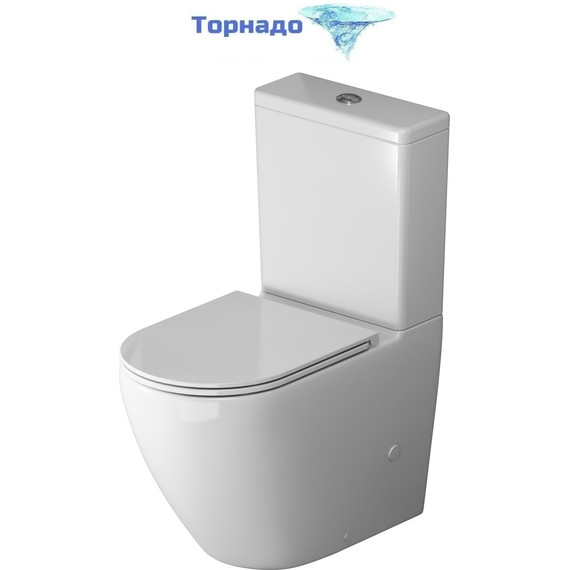 Унитаз-компакт безободковый Grossman GR-4407SQ с крышкой микролифт (Система смыва торнадо) - фото 