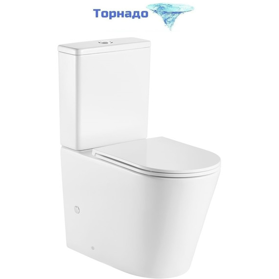 Унитаз-компакт безободковый Grossman GR-4449SQ с крышкой микролифт (Система смыва торнадо), Цвет производителя: белый - фото 