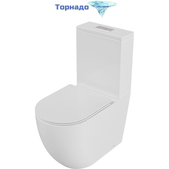 Унитаз-компакт безободковый Grossman GR-4494SQ с крышкой микролифт (Система смыва торнадо), Цвет производителя: белый - фото 