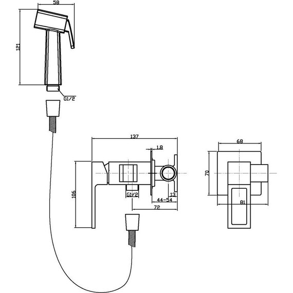 Набор для гигиенического душа BelBagno LUC-HGN-ORO, золото глянцевое - фото 3