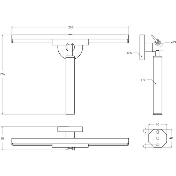 Скребок-водосгон для душевых стёкол Cezares RELAX-SV-NOP, чёрный матовый - фото 2