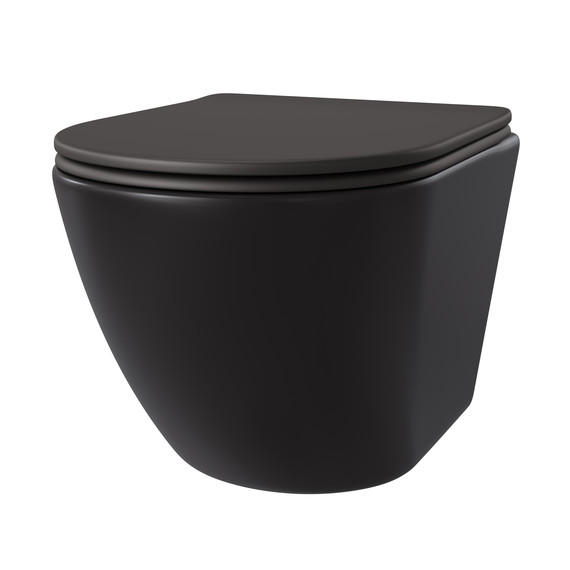 Унитаз подвесной безободковый Taliente Amato AM25010 Nero с крышкой микролифт, чёрный матовый - фото 2