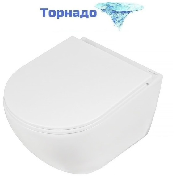 Унитаз подвесной безободковый AN Bloom с крышкой микролифт (система смыва Торнадо) - фото 